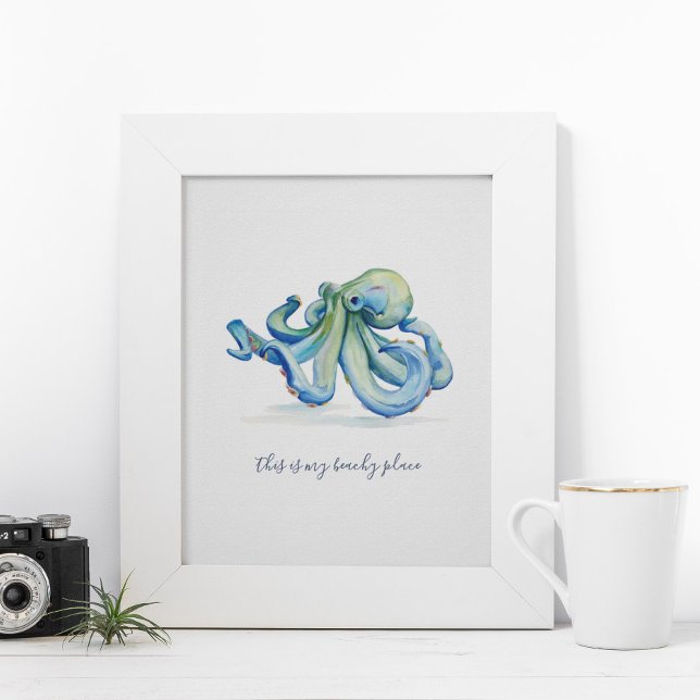 Aquarelle bleu Octopus Motivation Poster (Créateur téléchargé)