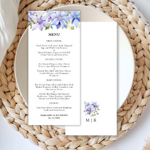 Aquarelle bleu outremer Rustique Floral Menu Maria
