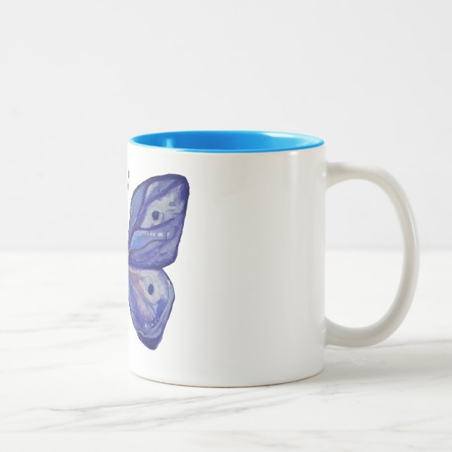 Aquarelle bleu papillon 325 ml Mug à deux tons (Droit)