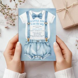Aquarelle bleu Petit Baby shower Homme Invitation