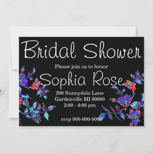 Aquarelle bleu rose nuptiale invitation (Devant)