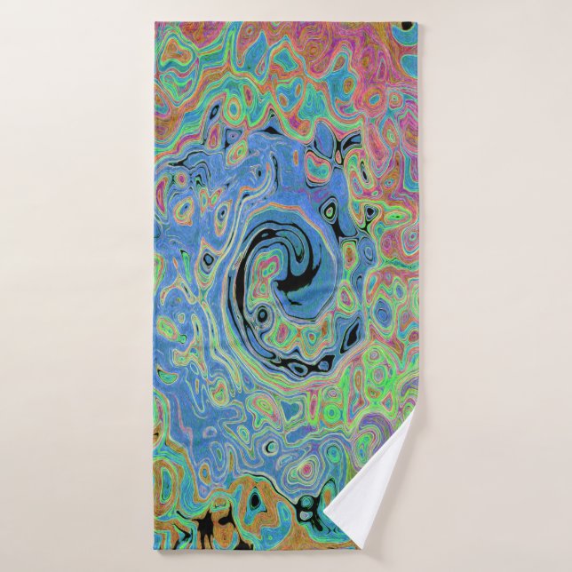 Aquarelle bleu Super Abstrait rétro liquide (Serviette de bain)