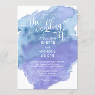 Aquarelle Bleu Turquoise Plage Mariage Invitations