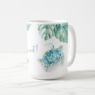 Aquarelle bleu turquoise tropicale Mug de tortue m
