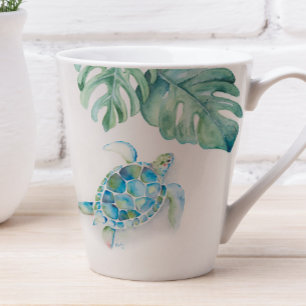 Aquarelle bleu turquoise tropicale Mug de tortue m
