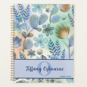 Aquarelle bleu vert Floral Conception personnalisé