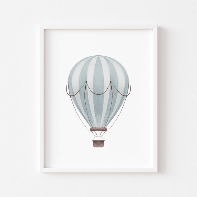 Aquarelle bleu vintage ballon à air chaud poster (Créateur téléchargé)
