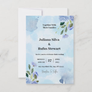 Aquarelle bleu violet simple minimaliste Mariage