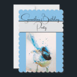 Aquarelle bleu Wren Invitation de fête d'anniversa<br><div class="desc">Wren Conception de nom personnalisable,  avec un nom entièrement personnalisable. Conçu à partir de ma photo et de mon écriture de jardin d'origine.</div>