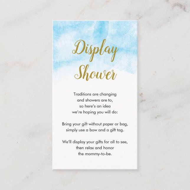 Aquarelle bleue | Afficher la carte Baby shower (Devant)