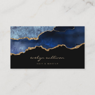 aquarelle bleue agate sur carte de visite noir