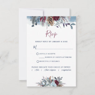 Aquarelle bleue, bleu, bordeaux, violet RSVP