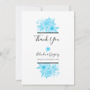 Aquarelle bleue Carte de remerciements Mariage