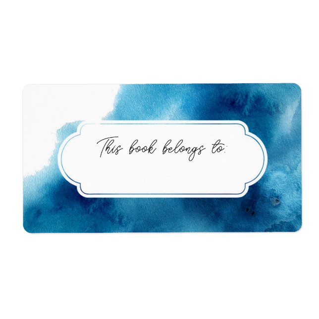 Aquarelle Bleue Ce Livre Appartient Au Étiquette (Devant)
