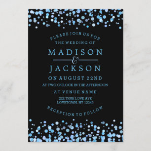 Aquarelle bleue Confetti Dots Mariage Invitations