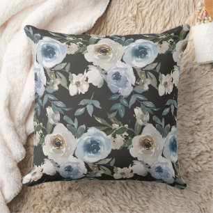 Aquarelle Bleue Coussin Floral, Oreiller Floral
