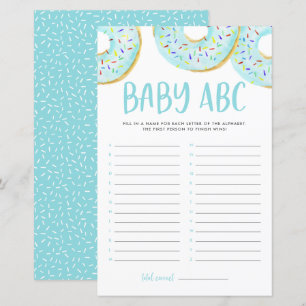 Aquarelle bleue Donuts bébé ABC Baby shower Jeu