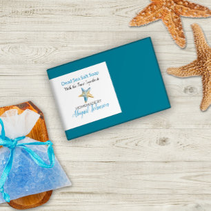 Aquarelle bleue et Étiquette de savon de plage Sta