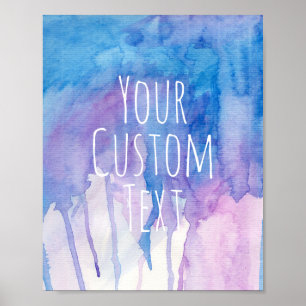 Aquarelle bleue et pourpre - affiche faite sur
