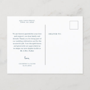 Aquarelle bleue et rose merci carte postale