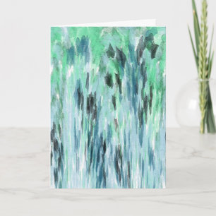 Aquarelle bleue et verte Abstraite - Carte blanche