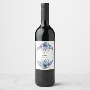Aquarelle Bleue Et Violet Vins Floraux Étiquettes