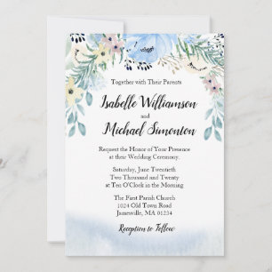 Aquarelle bleue Floral Wedding Invitations
