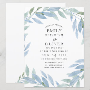 Aquarelle bleue Floral Wedding Invitations