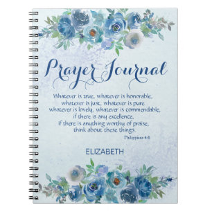 Aquarelle bleue Florale Nom de la Bible Journal de