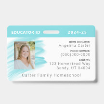 Aquarelle bleue Homeschool Educator ID Badge