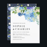 Aquarelle bleue Hydrangea Faire-part de mariage<br><div class="desc">Invités Invitations à votre mariage avec ce faire-part de mariage hydrangea personnalisable. Il présente un bouquet floral aquarelle d'hydrangée bleue, des fleurs violettes, des roses d'ivoire et des accents de verdure. Personnalisez ce faire-part de mariage hydrangea en ajoutant vos propres détails. Ce faire-part de mariage botanique est parfait pour les...</div>