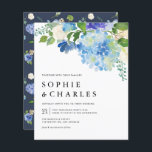 Aquarelle bleue Hydrangea Faire-part de mariage<br><div class="desc">Invités Invitations à votre mariage avec ce faire-part de mariage hydrangea personnalisable. Il présente un bouquet floral aquarelle d'hydrangée bleue, des fleurs violettes, des roses d'ivoire et des accents de verdure. Personnalisez ce faire-part de mariage hydrangea en ajoutant vos propres détails. Ce faire-part de mariage botanique est parfait pour les...</div>