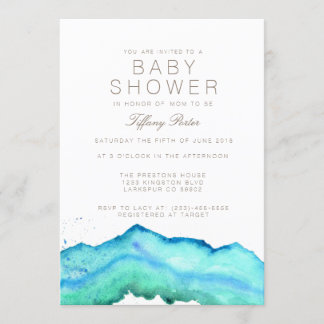Aquarelle bleue | Invitation Baby shower