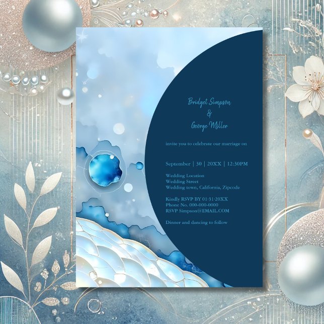 Aquarelle bleue luxueuse Abstraite Pearlescent (Créateur téléchargé)