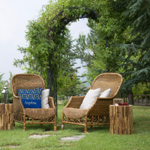 Aquarelle bleue motif floral lancer oreiller