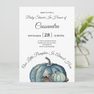 Aquarelle bleue Notre petit Baby shower Citrouille