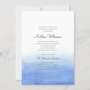 Aquarelle bleue Peinture Sainte Communion Invitati