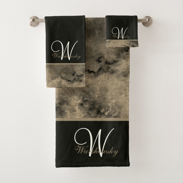 Aquarelle bleue personnalisée Blanc Élégant Monogr (En situation)