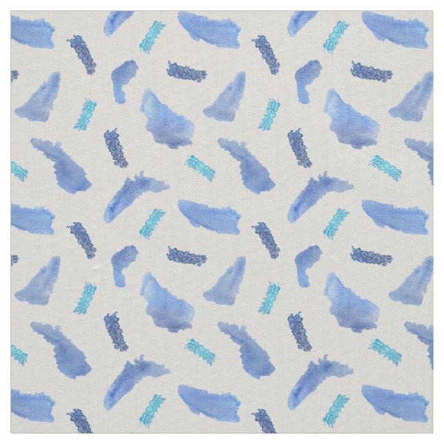 Aquarelle bleue Spots Tissu de linge d'ivoire (Échantillon)