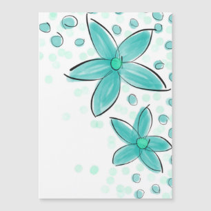 Aquarelle bleue turquoise motif floral
