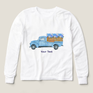 Aquarelle bleue vintage camion et hydrangee de Nan