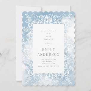 Aquarelle Blue Floral Baby shower Invitation