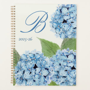 Aquarelle Blue Hydrangea avec initiale
