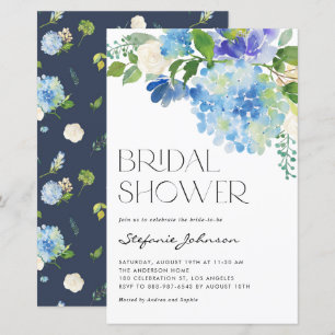 Aquarelle Blue Hydrangea Invitation de douche nupt