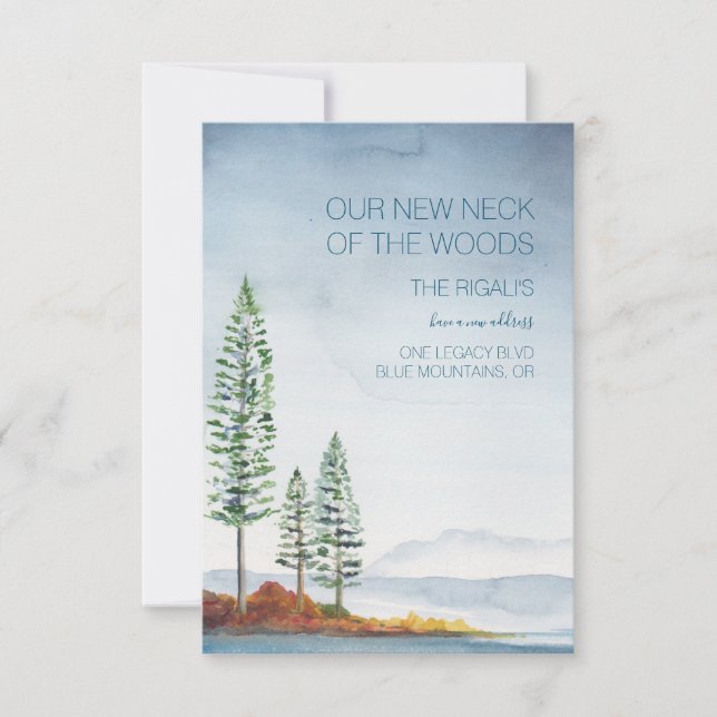 Aquarelle Blue Mountains Moving Faire-part (Devant)