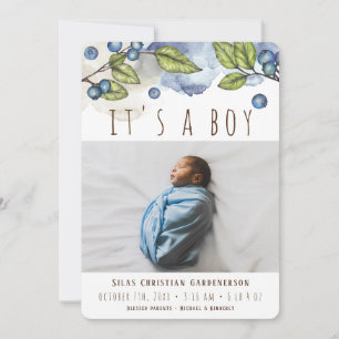 Aquarelle Blueberry Boy Faire-part