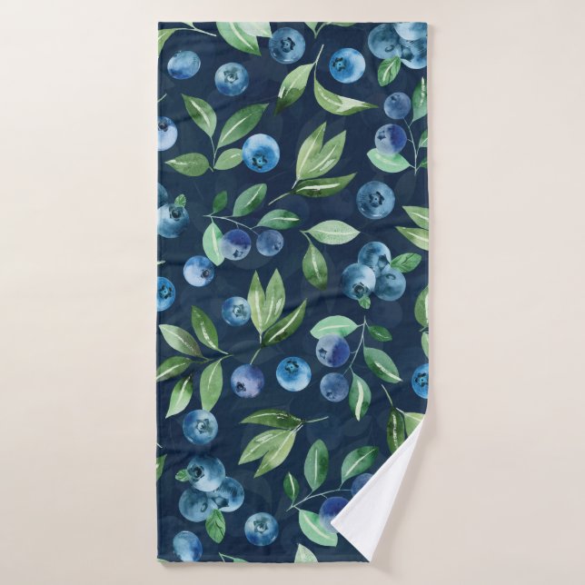 Aquarelle Blueberry Dark Arrière - plan Motif (Serviette de bain)