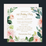Aquarelle Blush Gold Floral 21e Invitation d'anniv<br><div class="desc">Invitations d'anniversaire florales plus modernes dans le Little Bayleigh Store!</div>
