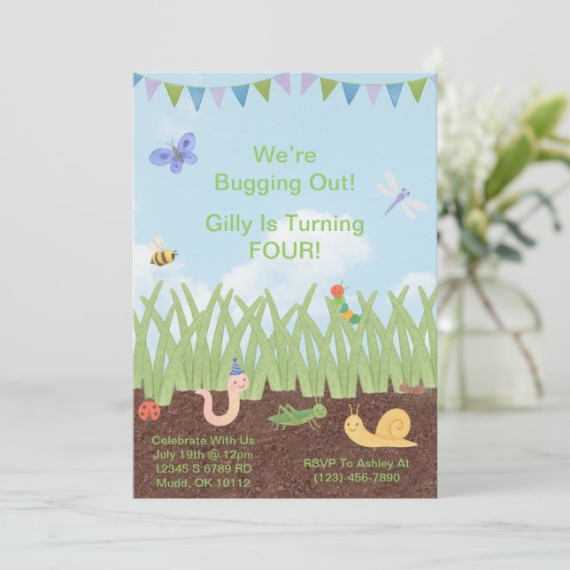 Aquarelle Bogue thème Invitation d'anniversaire po (Debout devant)