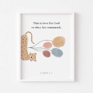 aquarelle boho animal enfants bible poster vers